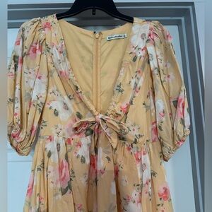 Yellow floral cotton mini sun dress - Abercrombie size medium